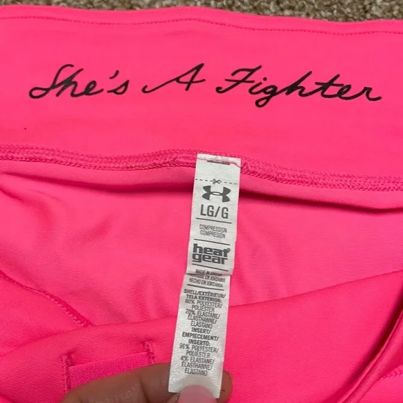 Under Armour Heat Gear Large Breast Cancer Compression Capri Leggings Pink - Picture 2 of 10